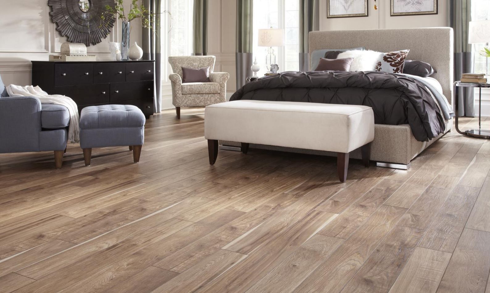 Luxury vinyl plank flooring in the bedroom