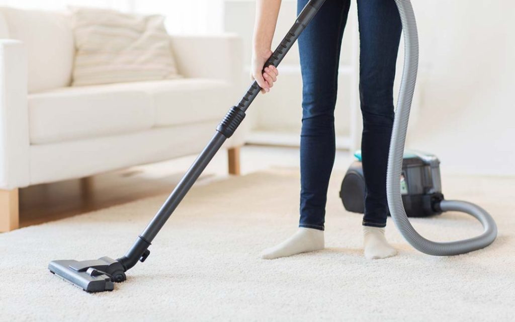 Carpet cleaning white floor