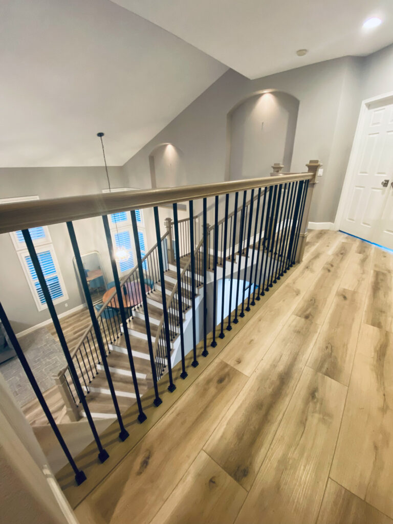 Luxury vinyl on stairway and loft