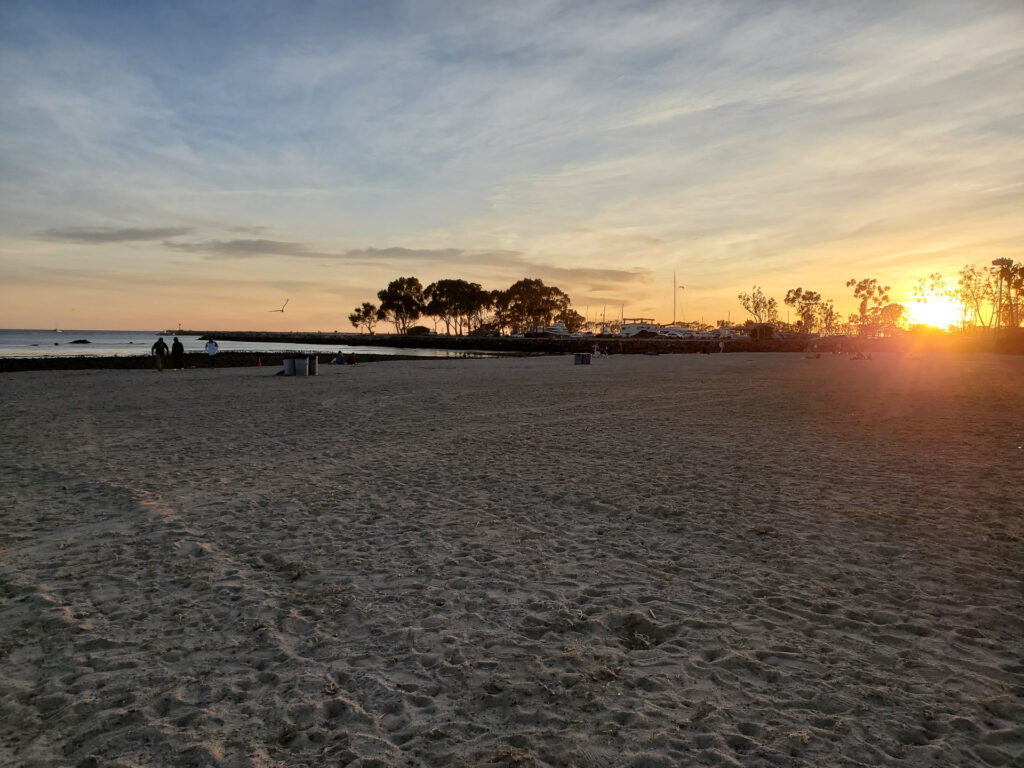 Sunset view from Doheny State Beach looking toward the marina.