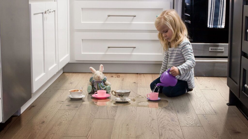 Shaw Floors Repel Hardwood floor with girl having a tea party