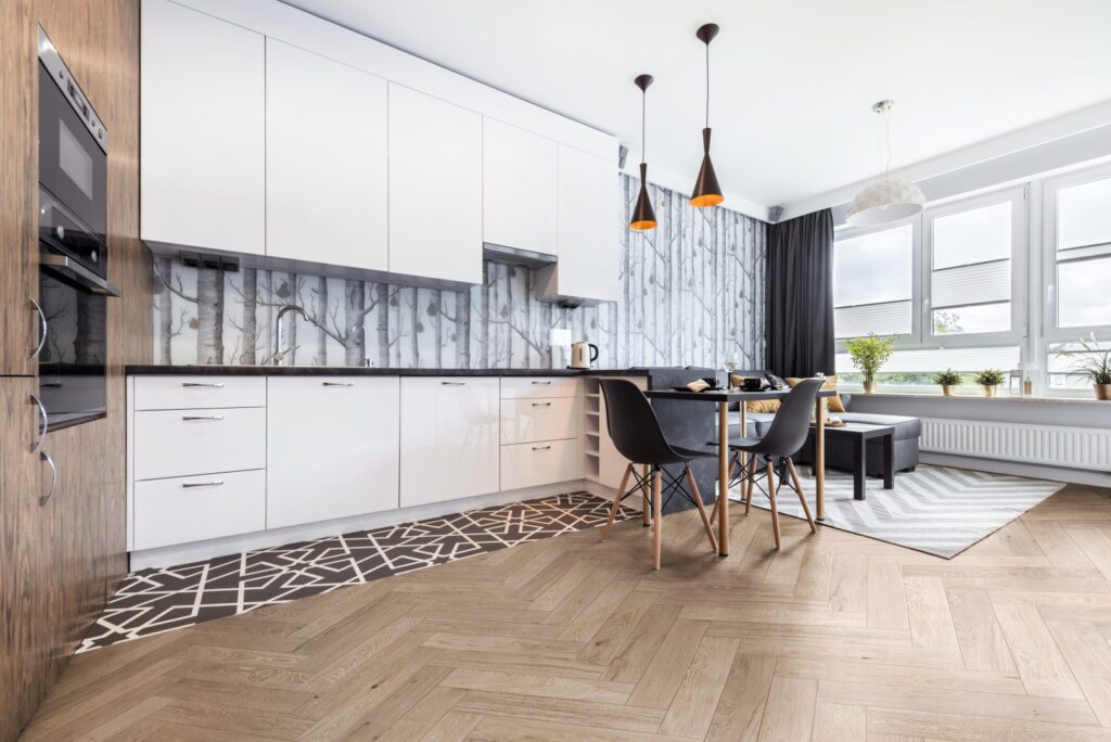 Hardwood installation in kitchen