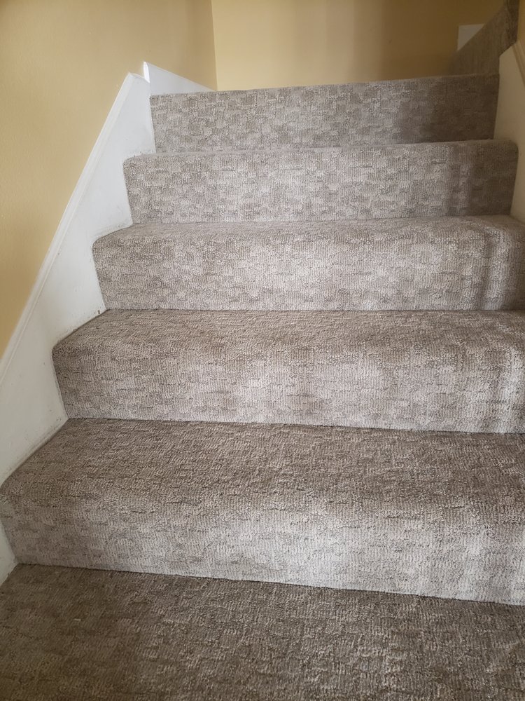 Carpet installed on stairs