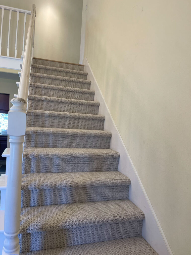 Carpet installation on stairs