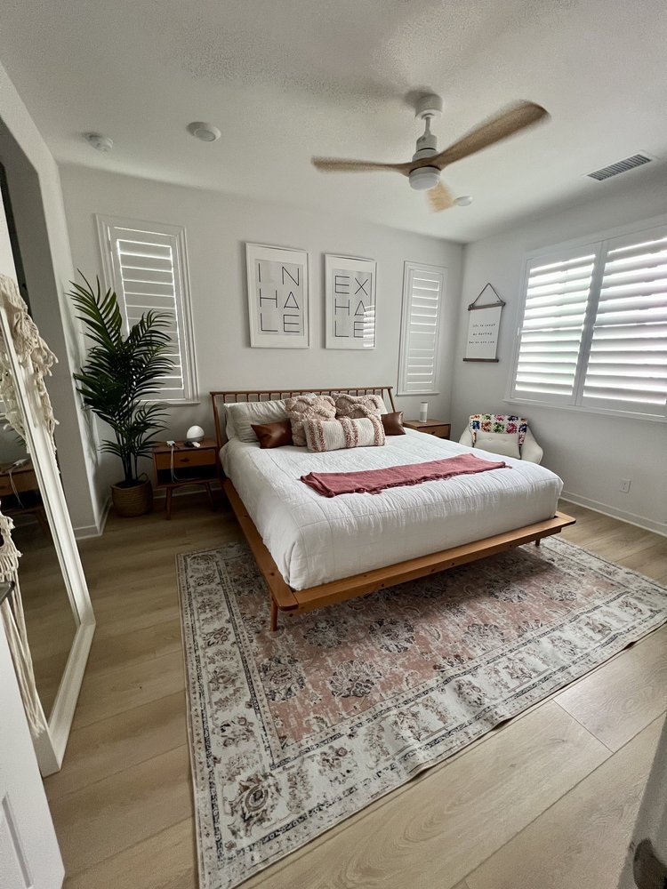 luxury vinyl plank in the master bedroom