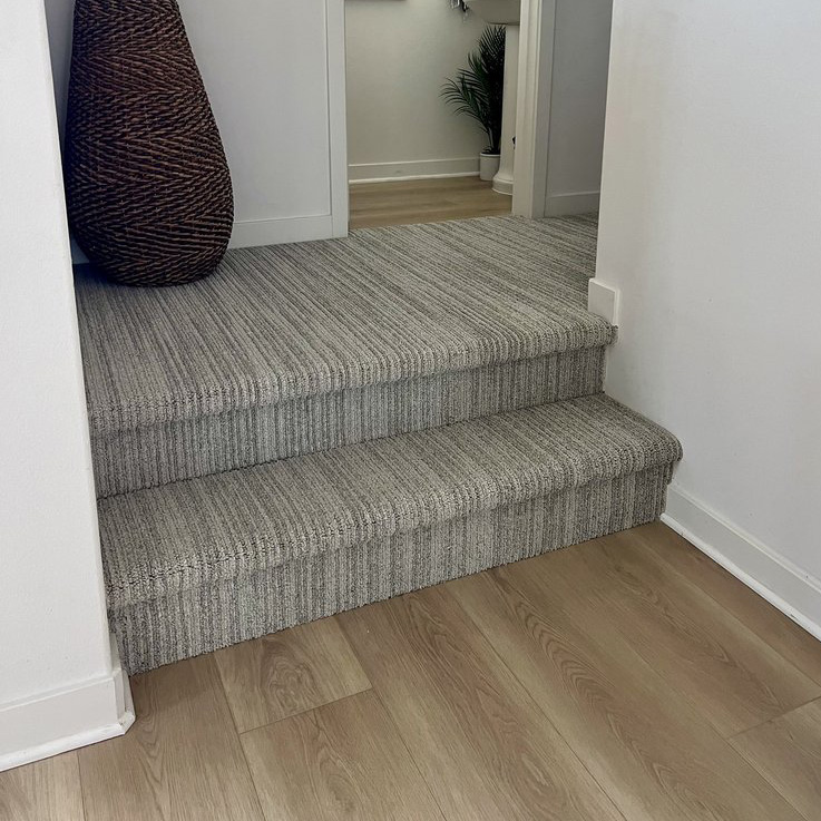 Carpet Installation on stairs. Dreamweaver carpet