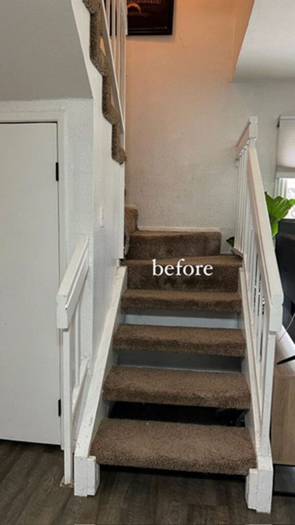 Before carpet installation on stairs