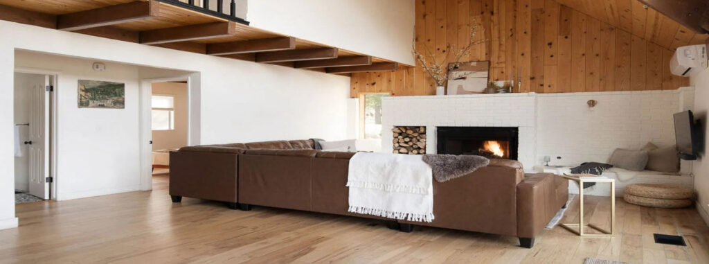 Hardwood flooring installation in living room