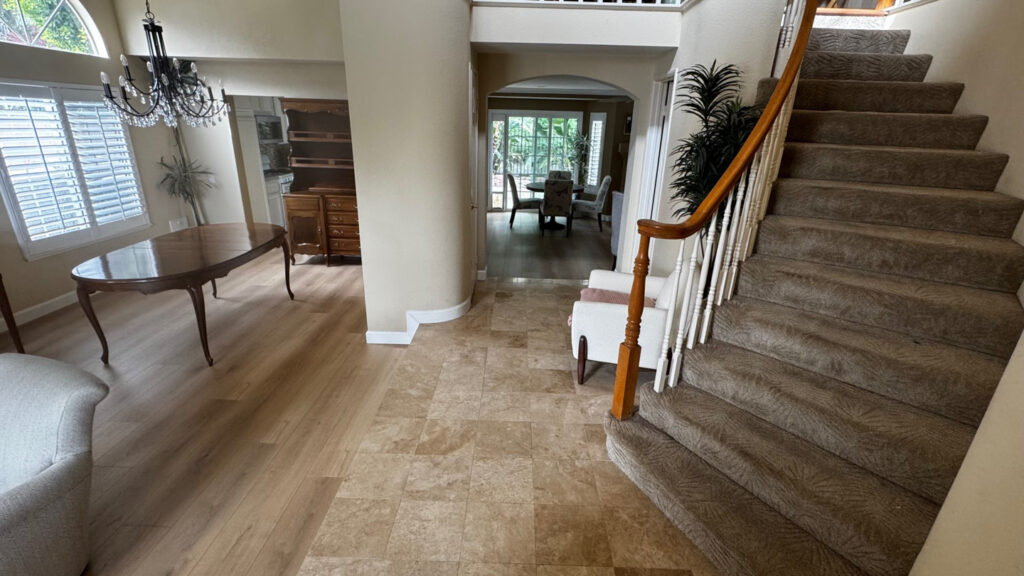 AquaShield flooring installed in living room and entry.