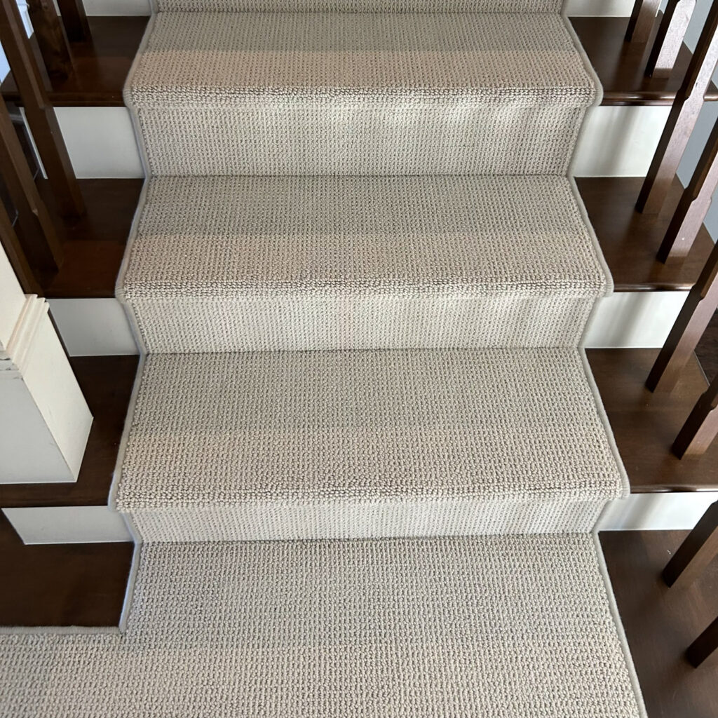 Anderson Tuftex Collection Arden Park color Froth Installation on stairs.
