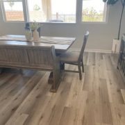 Wood floor installation in dining room